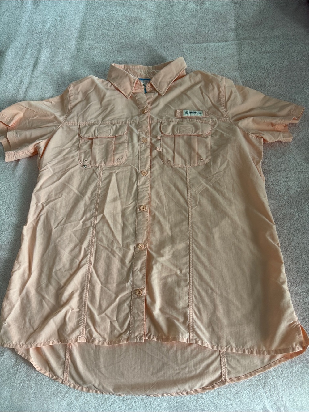 Magellan Outdoors Peach Button-Down Short Sleeve Shirt L - Picture 1 of 3